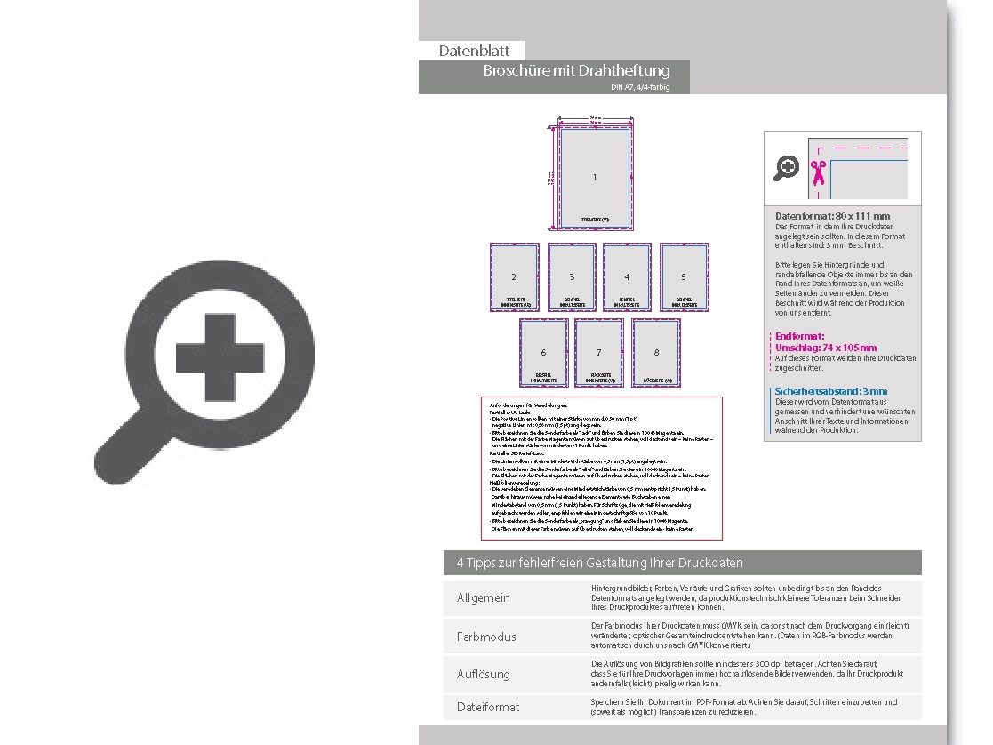 Product Bild brosch__re_mit_drahtheftung__endformat_din_a7__8-seitig