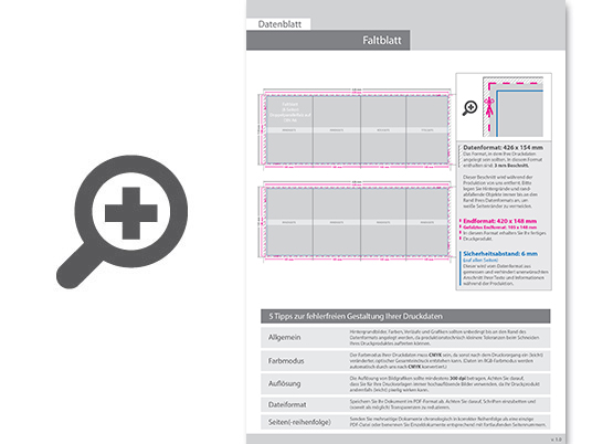 Product Bild hochglanz-uv-lack_faltblatt__gefalzt_auf_din_a6__vertikaler_doppelparallelfalz__8-seitig