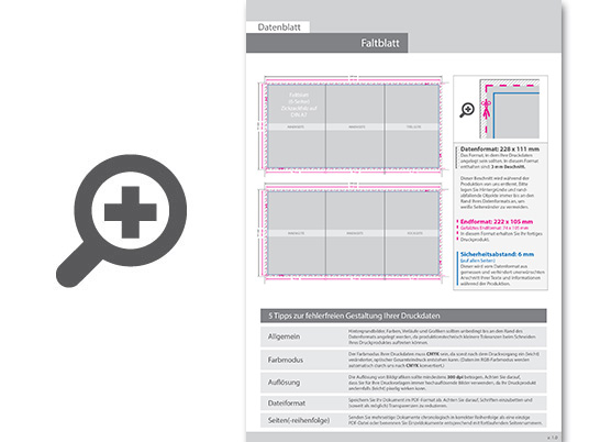 Product Bild hochglanz-uv-lack_faltblatt__gefalzt_auf_din_a7__vertikaler_zickzackfalz__6-seitig